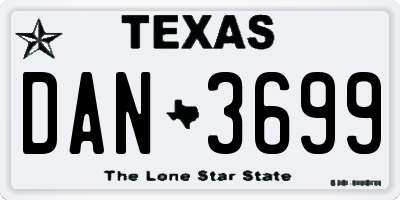 TX license plate DAN3699