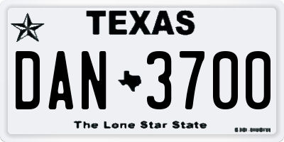 TX license plate DAN3700