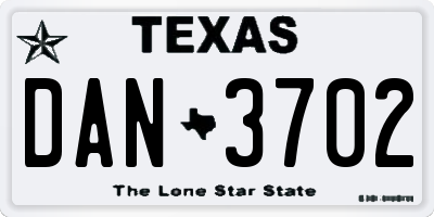 TX license plate DAN3702