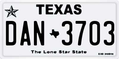 TX license plate DAN3703