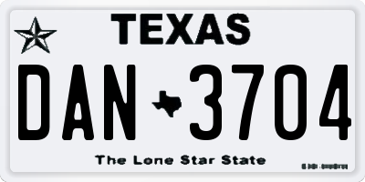 TX license plate DAN3704