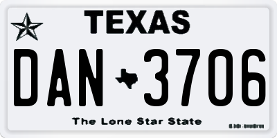 TX license plate DAN3706