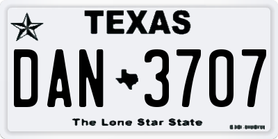 TX license plate DAN3707