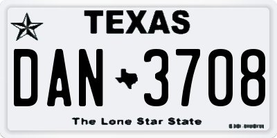 TX license plate DAN3708