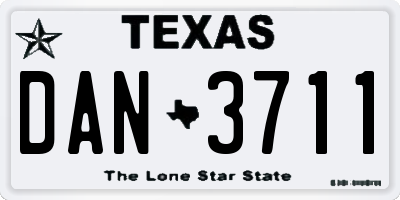 TX license plate DAN3711