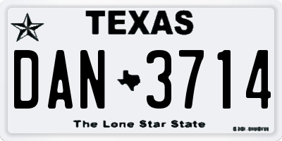 TX license plate DAN3714