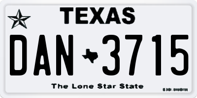 TX license plate DAN3715