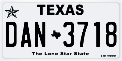 TX license plate DAN3718