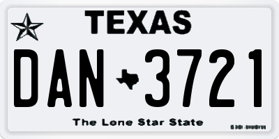 TX license plate DAN3721