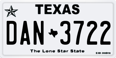 TX license plate DAN3722
