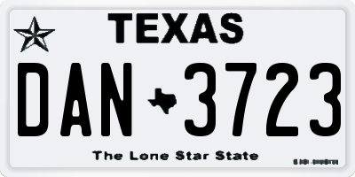 TX license plate DAN3723
