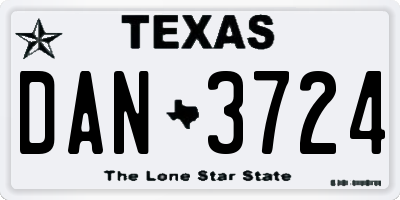 TX license plate DAN3724