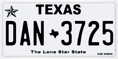 TX license plate DAN3725