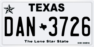 TX license plate DAN3726