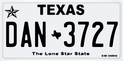 TX license plate DAN3727