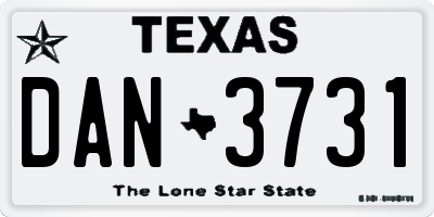 TX license plate DAN3731