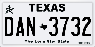 TX license plate DAN3732