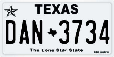 TX license plate DAN3734
