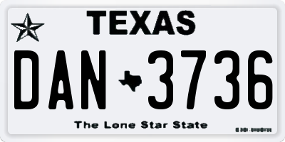 TX license plate DAN3736