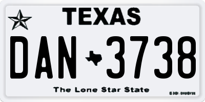 TX license plate DAN3738