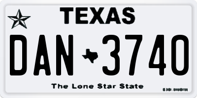 TX license plate DAN3740