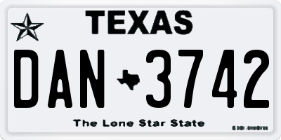 TX license plate DAN3742