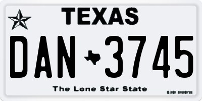 TX license plate DAN3745