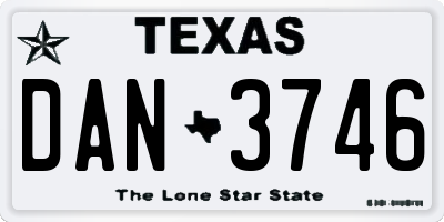 TX license plate DAN3746