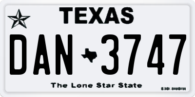 TX license plate DAN3747