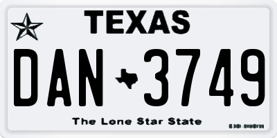 TX license plate DAN3749