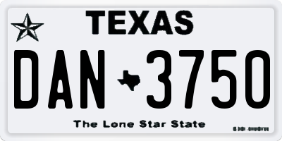 TX license plate DAN3750