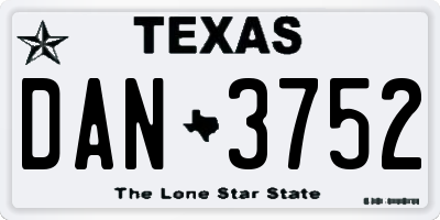 TX license plate DAN3752