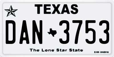 TX license plate DAN3753