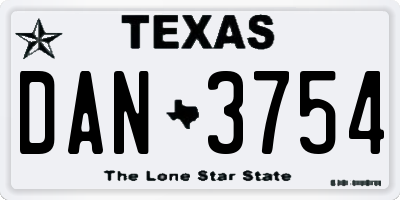 TX license plate DAN3754