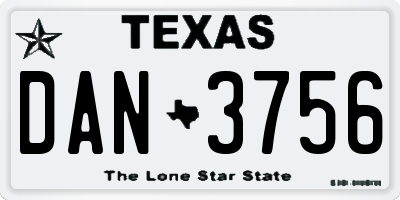 TX license plate DAN3756