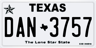 TX license plate DAN3757