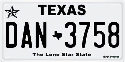 TX license plate DAN3758