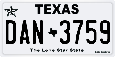 TX license plate DAN3759