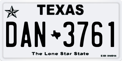 TX license plate DAN3761