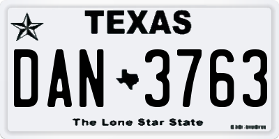 TX license plate DAN3763