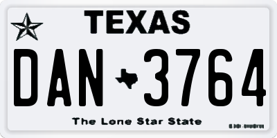 TX license plate DAN3764