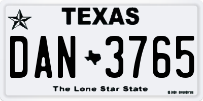 TX license plate DAN3765