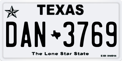 TX license plate DAN3769