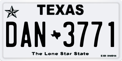 TX license plate DAN3771