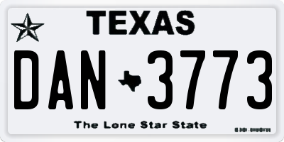 TX license plate DAN3773