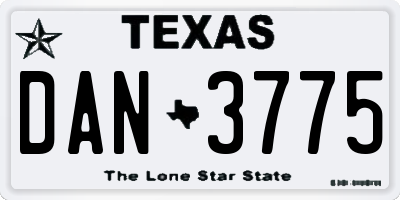 TX license plate DAN3775