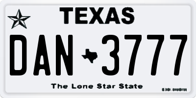 TX license plate DAN3777