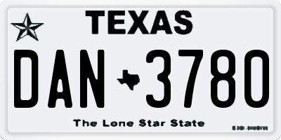TX license plate DAN3780