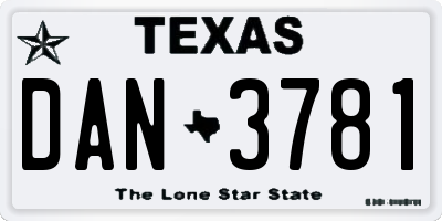 TX license plate DAN3781