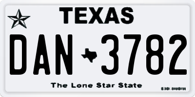 TX license plate DAN3782